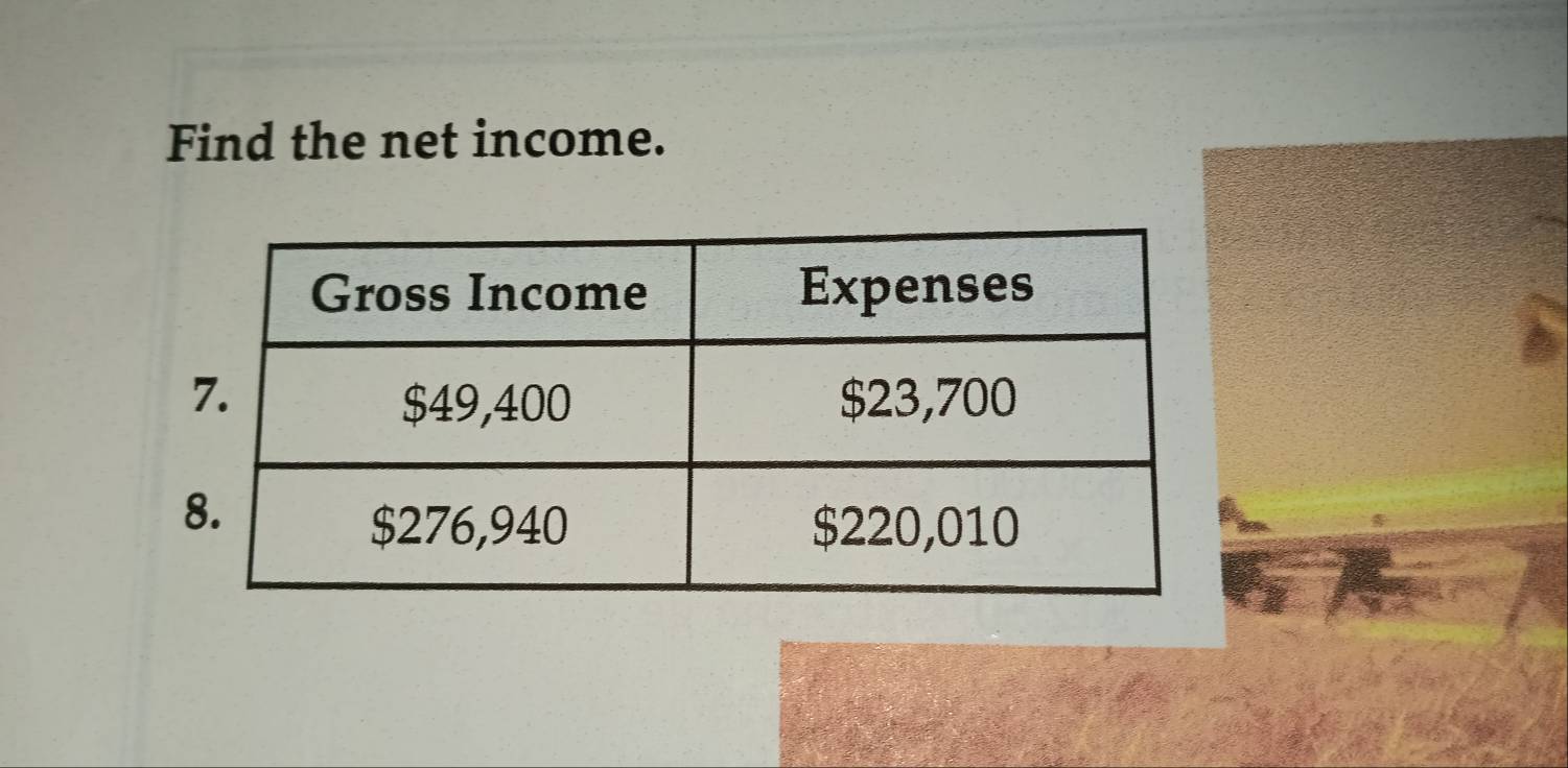 Find the net income.