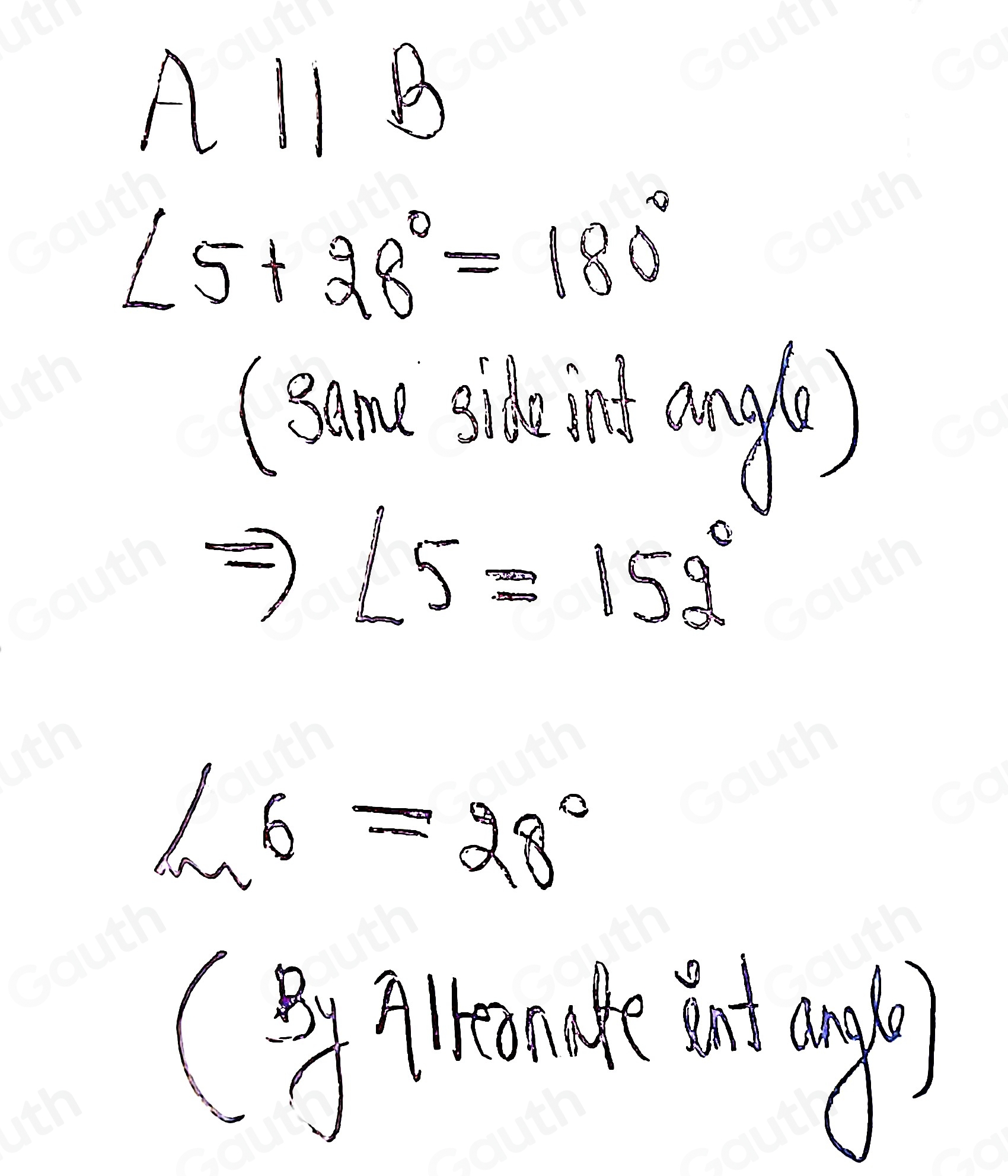 Solved: In the figure, one angle is labeled 28° , and lines A and B are ...