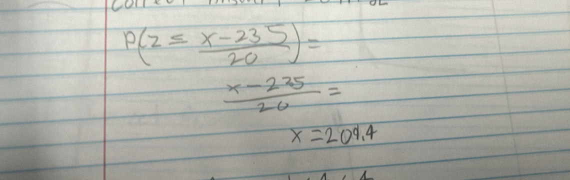 P(2≤  (x-235)/20 )=
 (x-225)/20 =
x=209.4