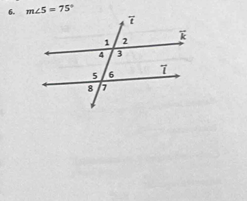 m∠ 5=75°