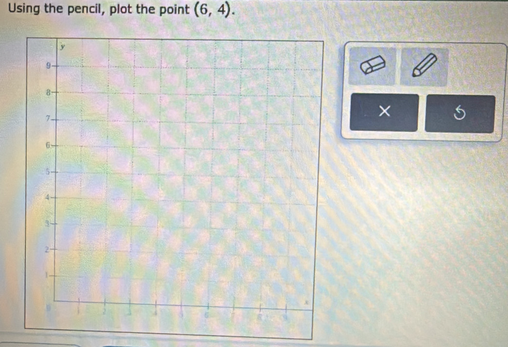 Using the pencil, plot the point (6,4). 
×