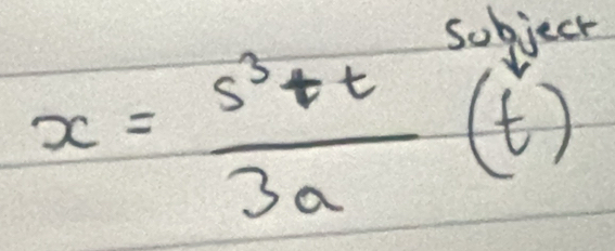 sobject
x= (s^3+t)/3a (t)