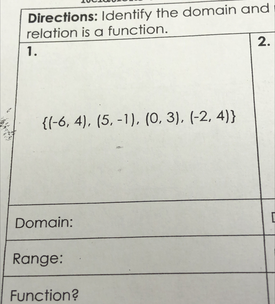 ntify the domain and
2.
Function?