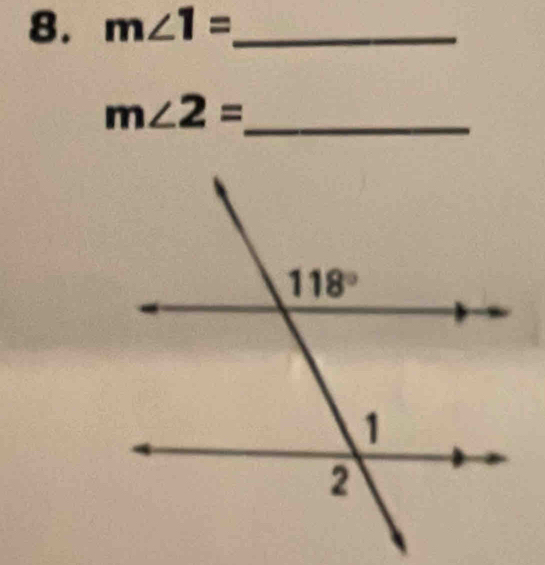 m∠ 1= _
m∠ 2= _