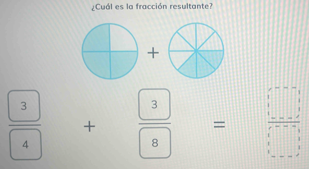 ¿Cuál es la fracción resultante?
^circ 
frac boxed 33 4 +frac  3 8= □ 