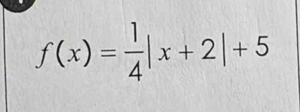 f(x)= 1/4 |x+2|+5