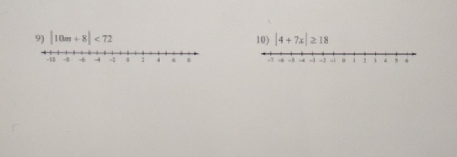 |10m+8|<72</tex> 10) |4+7x|≥ 18