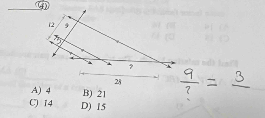 A) 4 B) 21
C) 14 D) 15