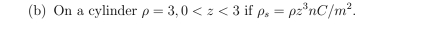 On a cylinder rho =3, 0 if rho _s=rho z^3nC/m^2.