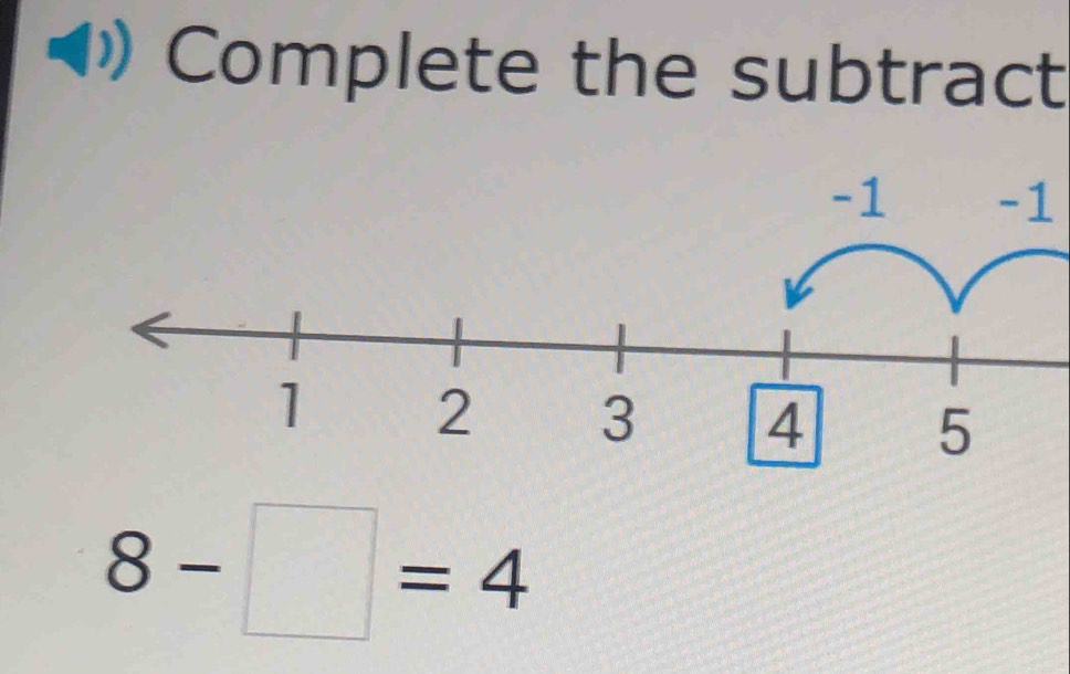 Complete the subtract
-1
8-□ =4