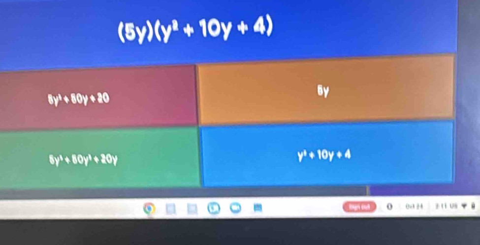 (5y)(y^2+10y+4)
0 . Us