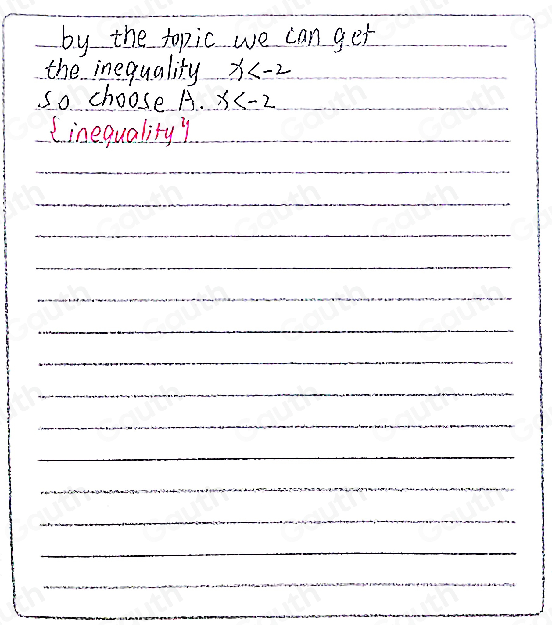 Solved: Choose the inequality that represents the following graph. -5 ...
