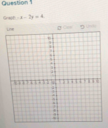 Graph -x-2y=4. 
ne C Cleal Undo