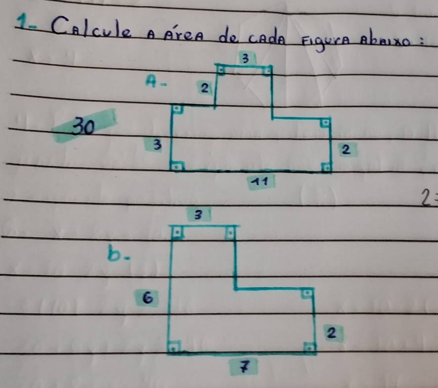 1- Colcule A AreA de cade Figure Abouxo :