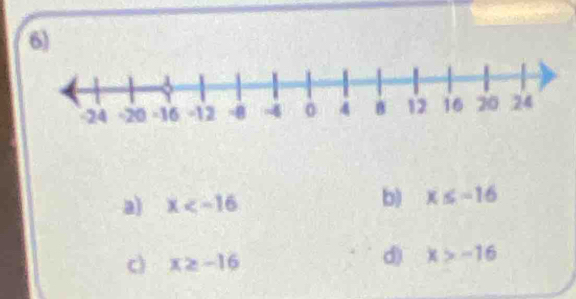 x
b) x≤ -16
c) x≥ -16
d) x>-16