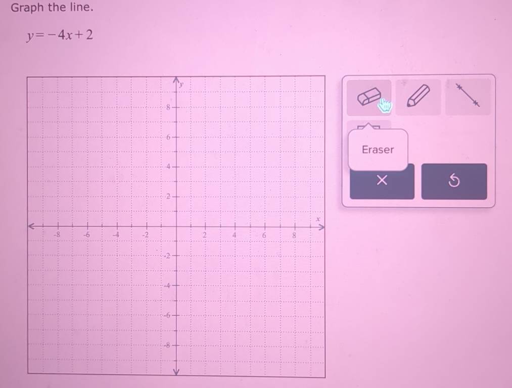 Graph the line.
y=-4x+2
Eraser
X