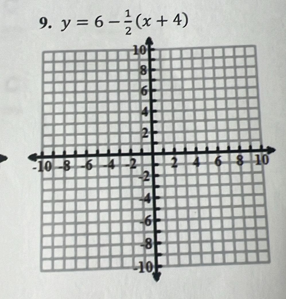 y=6- 1/2 (x+4)