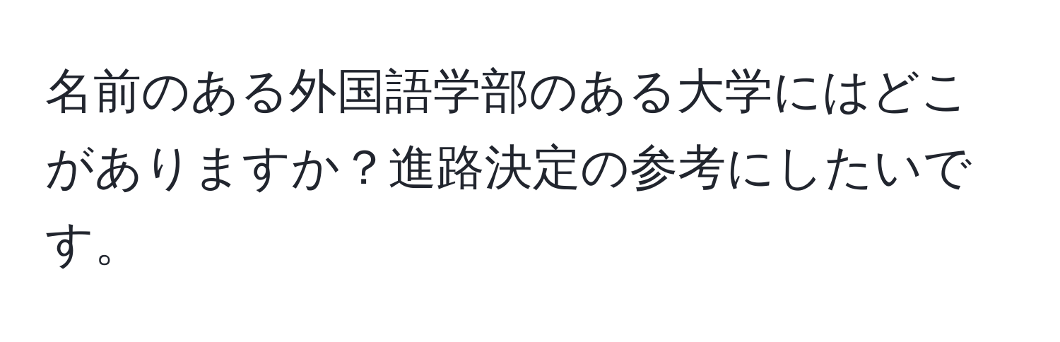 名前のある外国語学部のある大学にはどこがありますか？進路決定の参考にしたいです。