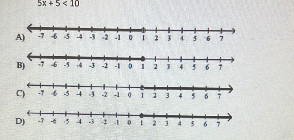 5x+5<10</tex> 
D)