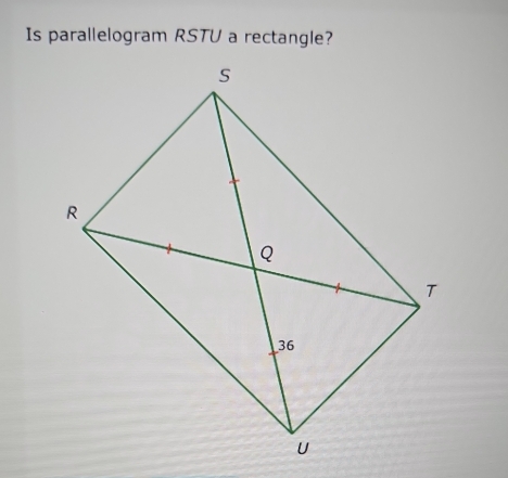 Is parallelogram RSTU a rectangle?