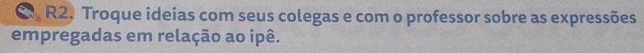 R2. Troque ideias com seus colegas e com o professor sobre as expressões 
empregadas em relação ao ipê.