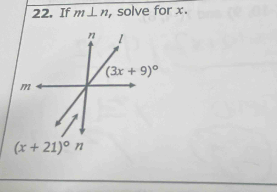 If m⊥ n , solve for x.