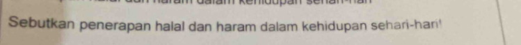 Sebutkan penerapan halal dan haram dalam kehidupan sehari-hari'