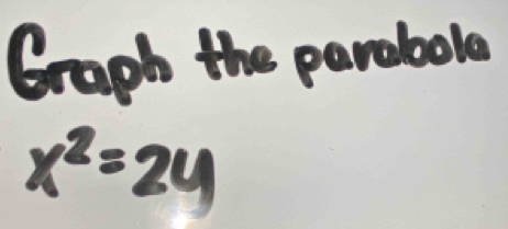 Graph the parebole
x^2=2y