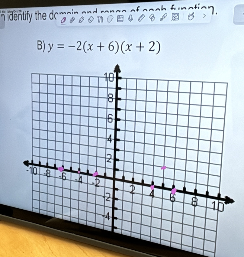 identify the dc 
0 
B) y=-2(x+6)(x+2)