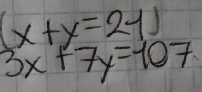 beginarrayr x+y=211 3x+7y=107endarray