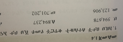 Ac1.4
1.hHV Nナï λ+ΛM ФTG￥ ९∞+ äV Nナ AS
V. 594,678 N. 894,237
∞. 123,906 .701,202