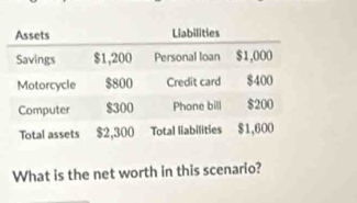 What is the net worth in this scenario?