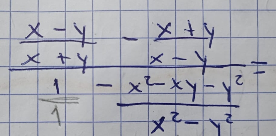 frac  (x-y)/x+y - (x+y)/x-y  1/1 - (x^2-xy-y^2)/x^2-y^2 =