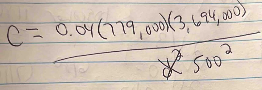 c=frac 0.04(779,000)(3.694,000)y^2500^2