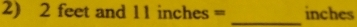 2 feetand11inches= _ inches