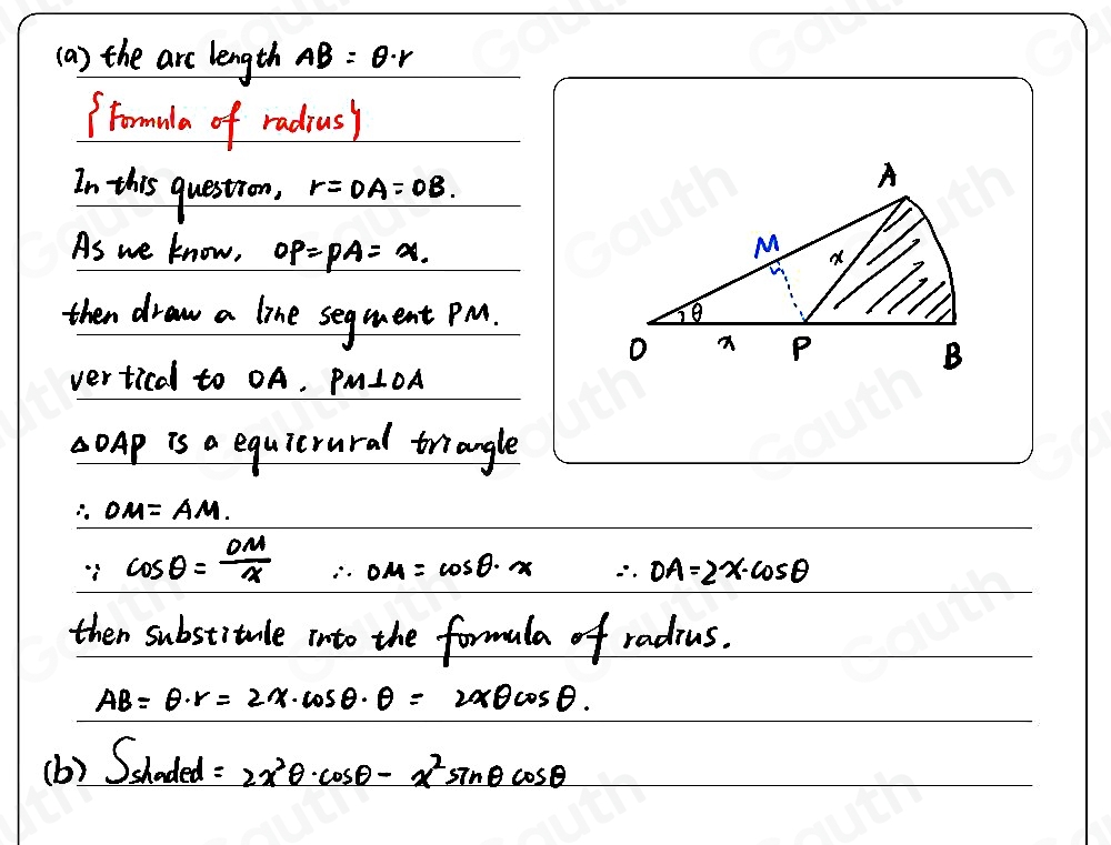 Solved: S23/P12/Q6 The diagram shows a sector OAB of a circle with ...