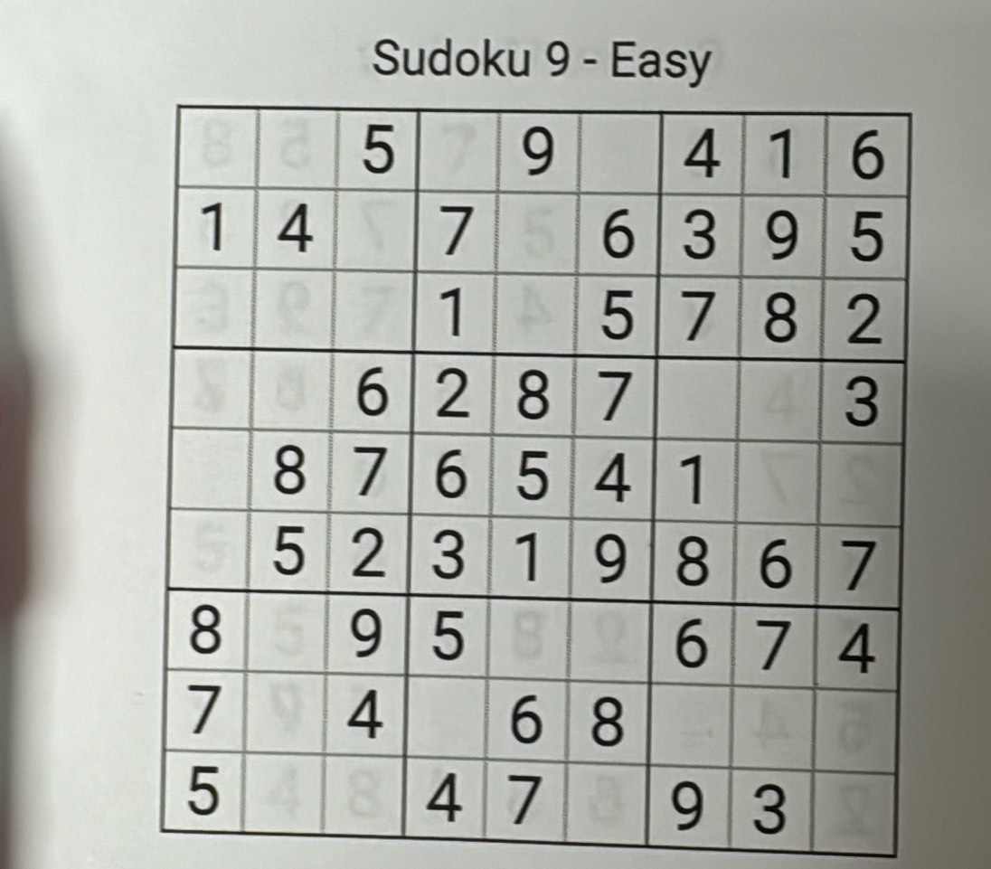 Sudoku 9 - Easy