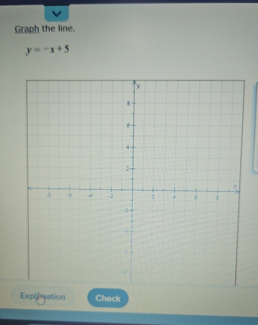 Graph the line.
y=-x+5
Expllmation Check