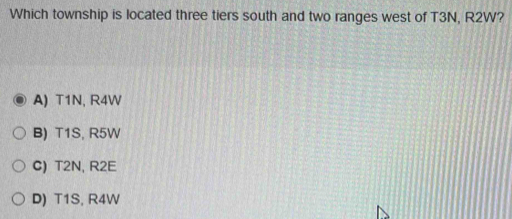 Solved: Which township is located three tiers south and two ranges west ...