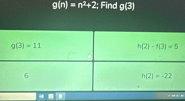 g(n)=n^2+2; Find g(3)