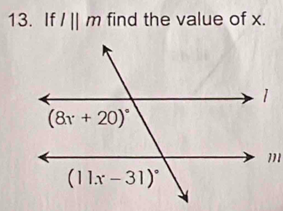 If l||m find the value of x.
11