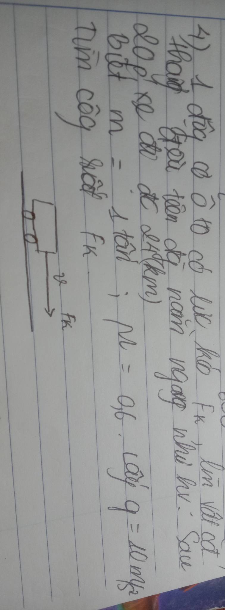 1e y dóg cǒ o to có lc. Kó Fk, Im var ct 
thang oi toān nam ugang whi hr. Sau 
dop ke doo do x4° (km) 
Bct m=1tan , M=0,6
g=10m/s^2
nim cog fn 
28 FK