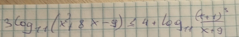 3log _11(x^2+8x-9)≤ 4+log _11frac (x+1)^3x+9