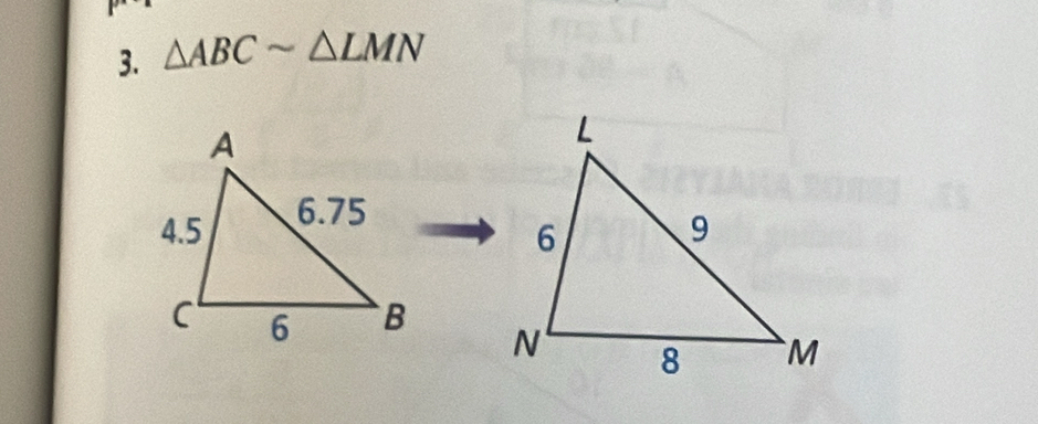 △ ABCsim △ LMN