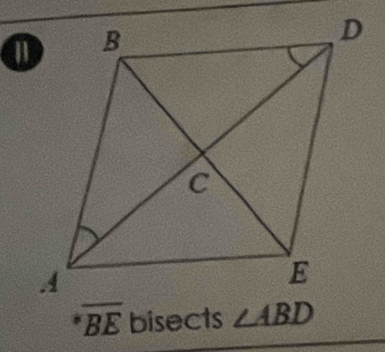 overline BE bisects