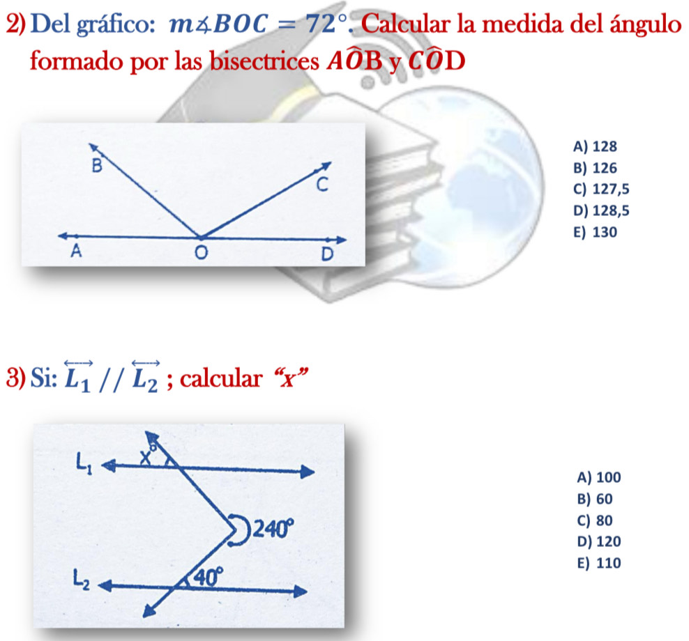 Resuelto:Del gráfico: m∠ BOC=72°. Calcular la medida del ángulo formado ...