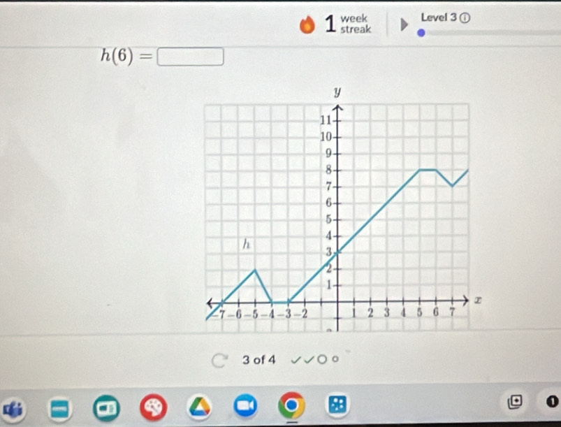 week Level 3 ① 
1 streak
h(6)=□
3 of 4 。