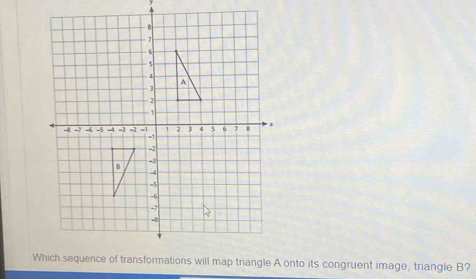 A
W onto its congruent image, triangle B?