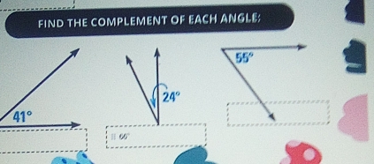 FIND THE COMPLEMENT OF EACH ANGLE;
|160°