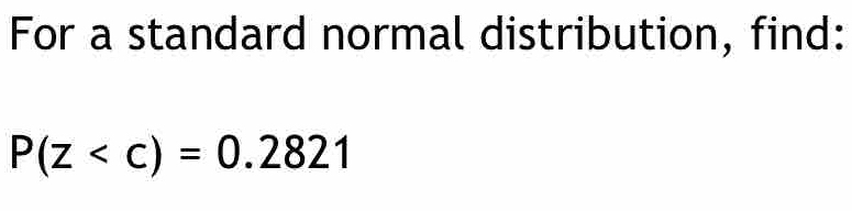 For a standard normal distribution, find:
P(z